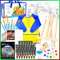 Malset 69-Teilig FüR Kinder Mit Acrylfarben, Staffelei & Leinwand