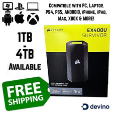 CORSAIR EX400U Survivor 1TB 2TB 4TB USB4 4000MB/s Portable External SSD IP55