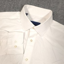 David Donahue Dress Shirt Mens 16-34/35 White Trim Fit Button Up Barrel Cuff