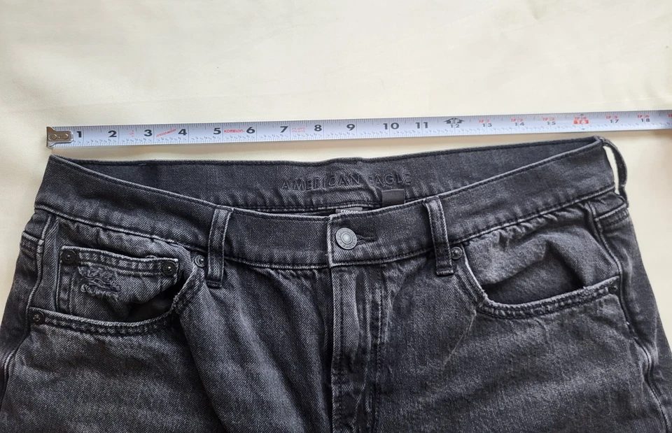 American Eagle AE Strigid Stovepipe Jean Womens 10L Tall Washed Black Denim - Image 4 of 4