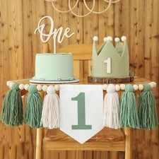 Wild One Birthday Decorations Boy 1st Sage First High Chair Banner 1 Green