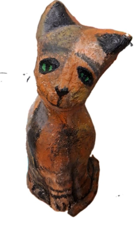 Paper Mache Cat Sculpture 18" Tall 8" Wide