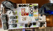 Lot of 6 Cameras 8 Cases 35mmFilm 15 Filters 12 Lenses AsIs PartsRepairUntested