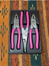 New Snap-on Tools Usa Pl347acfep 3pc Pink 8 Talon Grip Slip-joint Pliers Set
