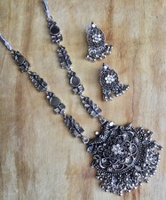 Indian Traditional Bollywood Style Silver Oxidized Boho Jewelry Long Necklace