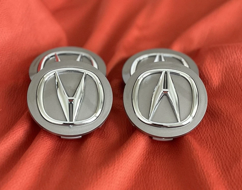 4 Tapacubos centrales de rueda grises ACURA 69 mm emblema cromado plateado para TL MDX RL RDX TSX Foto 2 de 4
