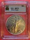 2024 American Silver Eagle ICG MS70 $1 1oz .999 Silver Coin