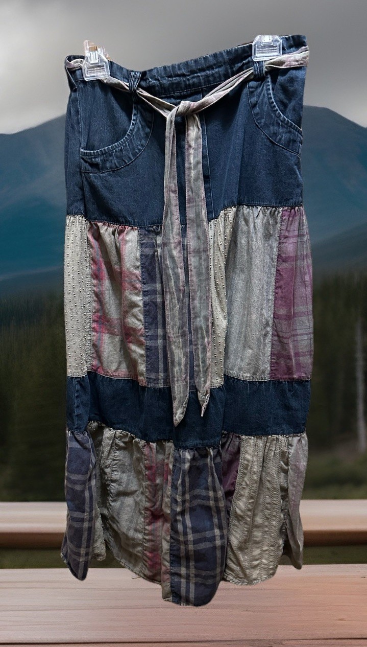 Young Threads Bohemian-style Patchwork Maxi Skirt… - image 2