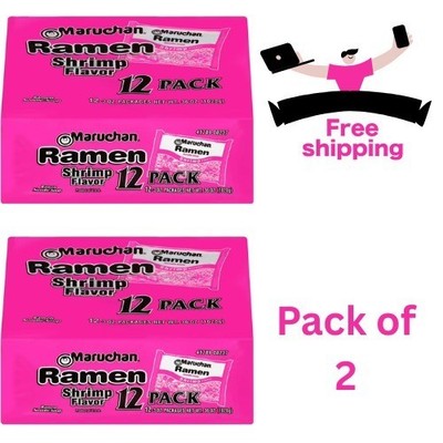 Maruchan Ramen Noodle Soup,Shrimp  Instant Noodles, 3 oz, Pack of 12-Pack of 2