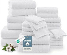 24 Piece Towels for Bathroom   100 Cotton Bath Towel Set, 2 Bath Sheet, 2 Bath,