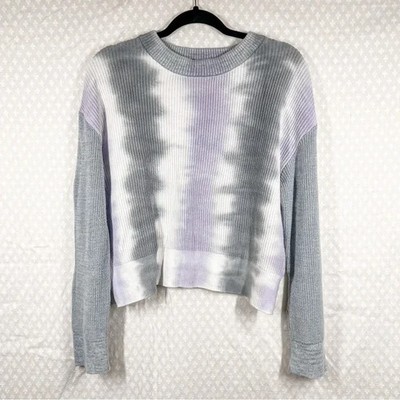 Rails Women Sweater Sz M Grey Aqua Tie Dye Karis Knit Cashmere Blend Classic