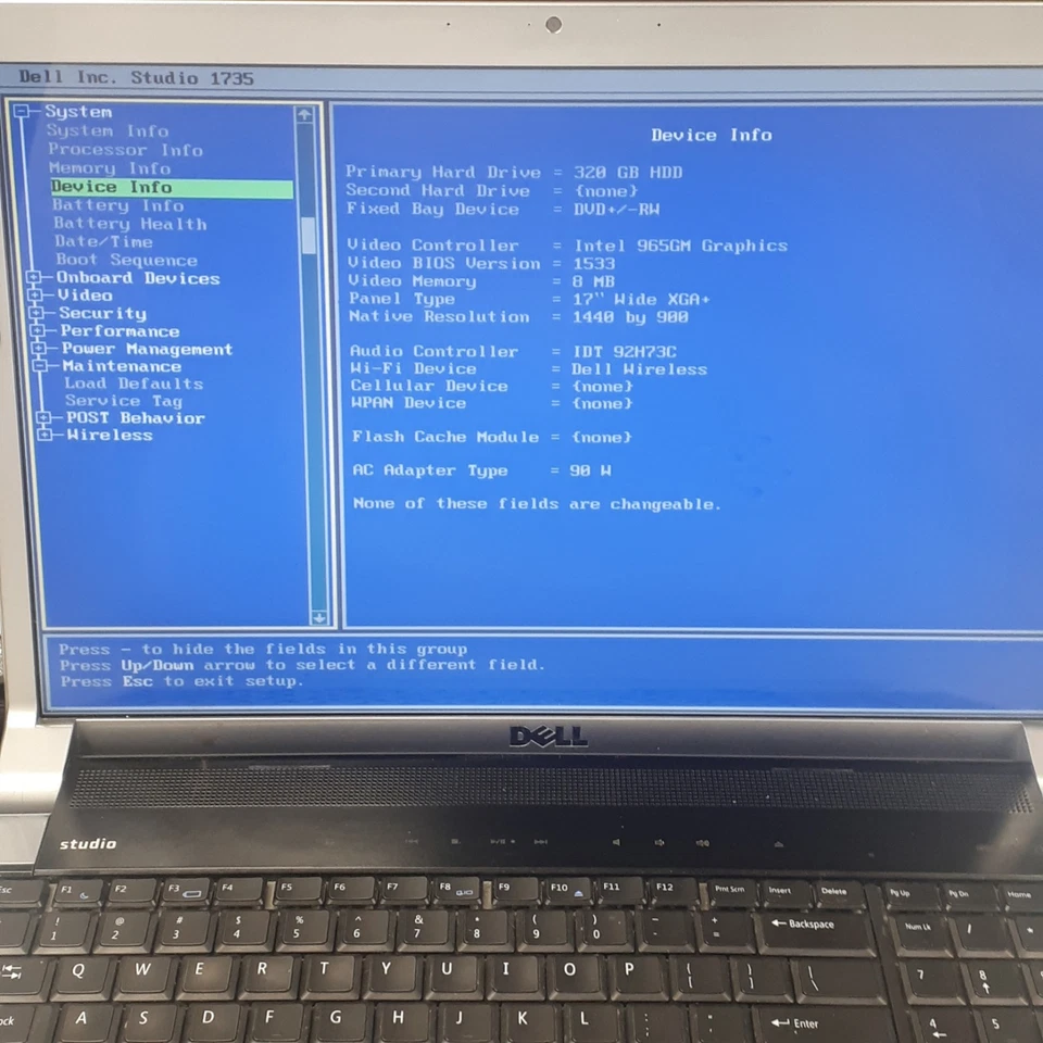 Dell Studio 1735 17" Laptop Core 2 Duo T5800 3GB RAM 320GB HDD Win Vista Home - Image 4 of 4