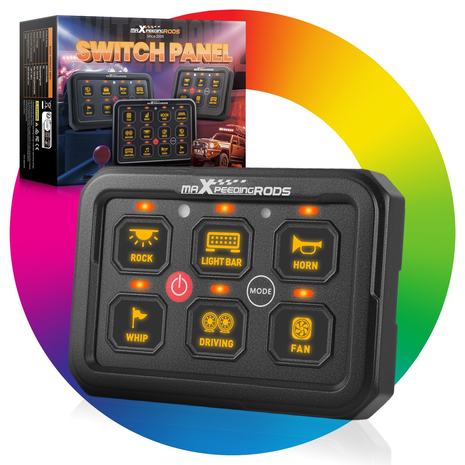 Touch Switch Panel Universal For Off-Road ATV Truck Boat 6 Gang RGB 60A 12V-24V