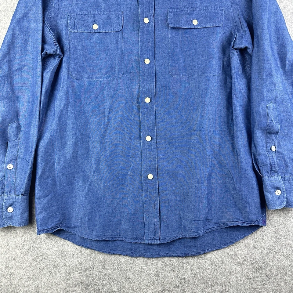 Camisa Ralph Lauren Etiqueta Púrpura Hombres M Mezcla de Lino Botón Bordado Logo Italia* Foto 4 de 4
