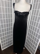 Vintage Y2K Victoria  s Secret Nylon Black Molded Cups Maxi Gown Slip Dress L