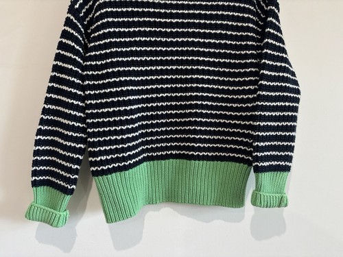 Elm Ladies Knit Size M Medium Chunky 1/4 Zip Navy Blue 100% Cotton Pullover - Picture 8 of 15