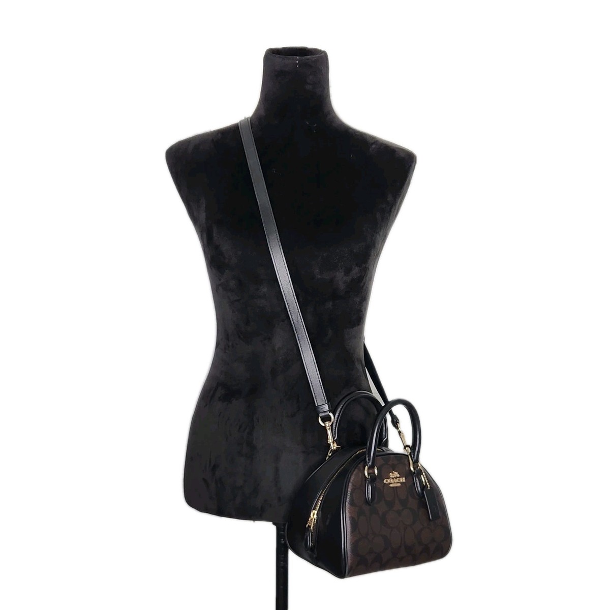 Coach Sydney Satchel Signature Canvas CA591 Brown Black Crossbody