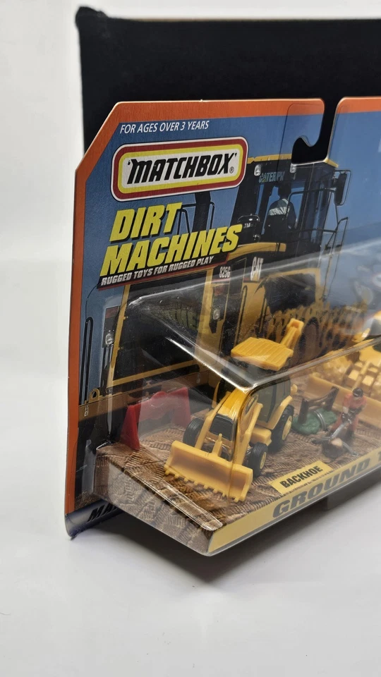 Matchbox 1998 Dirt Machines Ground Tillers Backhoe Soil Compactor CAT 34308 - Image 3 of 4