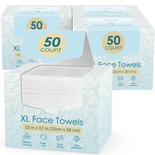 4 Pack of 50 count XL Disposable Face Towels 10  x 12  , 100 Viscose Fibre, S...