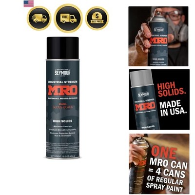 High Solids Spray Paint Gloss Black 16 Ounce Rust Resistant Industrial