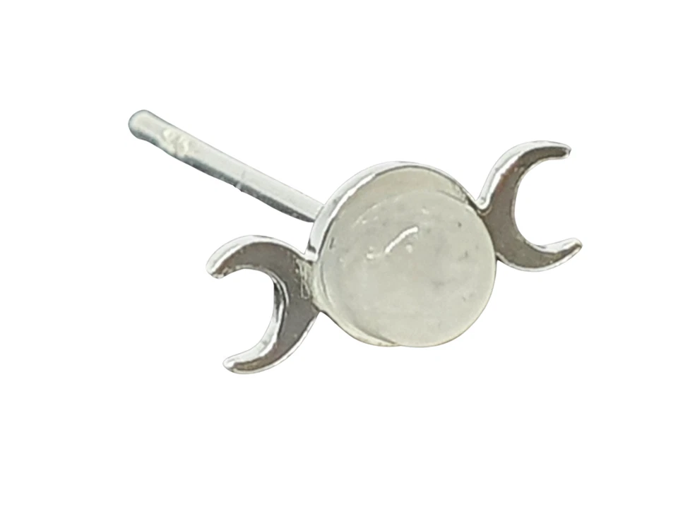 Borchia naso tripla luna pietra di luna 22 g (0,6 mm) argento 925 L spilla... - Immagine 4 di 4