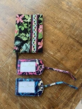Vera Bradley Botanica Paperback Book Cover Portfolio & 2 Luggage Tags