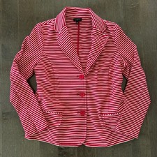 Talbots Womens Striped Blazer Preppy CandyCane Casual Red White MP