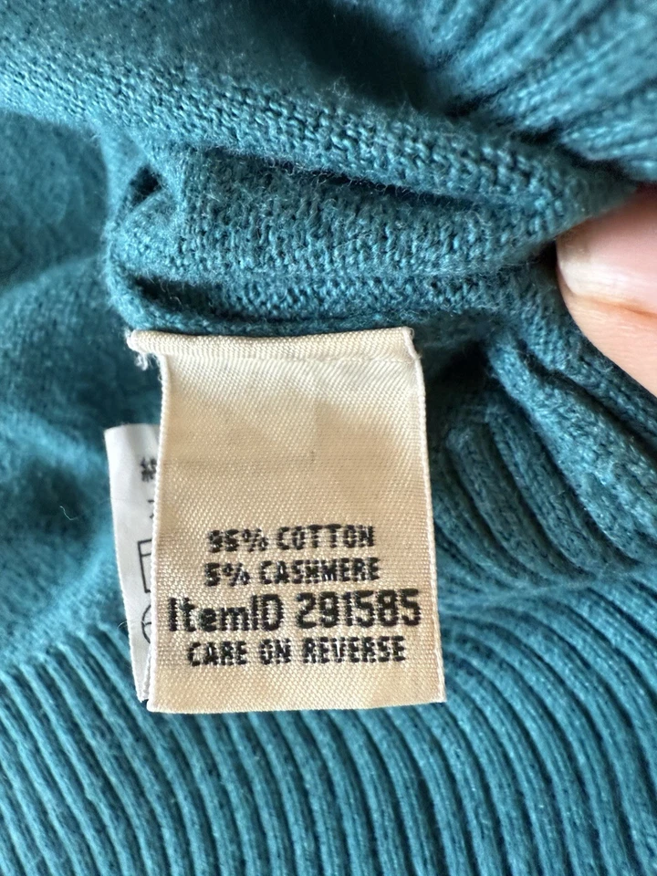 L.L. Bean женщин M бирюзовый Fishermancore кашемир смесь водолазка свитер - Изображение 4 из 4