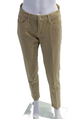Fabrizio Gianni Jeans Womens Cotton Slip-on Zipped Cargo Jeans Beige Size 2