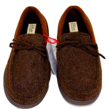Dluxe by Dearfoams Men's Jacoby Moccasin Slippers, Brown, Medium (9/10), NWT