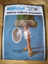Vintage Kmart All Nude Stockings 8.5 11 Large, Ironweve Stretch 1969