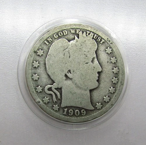 1909-O 25c Silver G+ Barber Quarter, New Orleans 90% Silver Coin