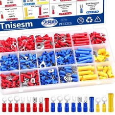 Insulated Wire Crimp Connectors Assortment Kit with Ring, Spade, Butt, Quick ...