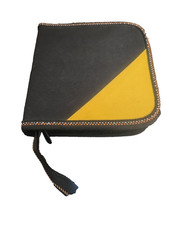Black Yellow Canvas Zippered CD Case - Holds 20 CDs