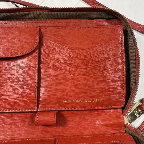 Lauren Ralph Lauren RLL Red Leather Phone Zip Wallet Crossbody Clutch NWOT - Picture 10 of 13