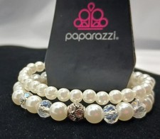 Paparazzi White Faux Pearl Stretch 2 Bracelet...