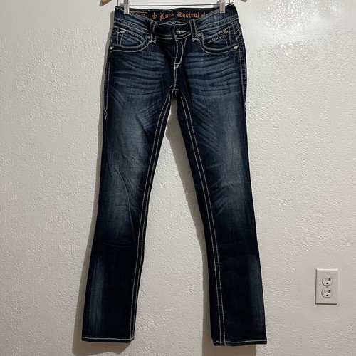 Rock Revival Jeans Y2K Scarlett Women’s Sz 28 Straight Bling Rhinestones Western - Picture 2 of 15