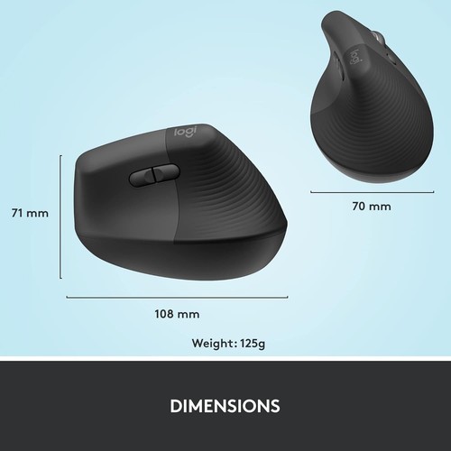 Logitech Lift Vertical Ergonomic Bluetooth Wireless Silent 6 Buttons Multi-OS - Picture 2 of 8