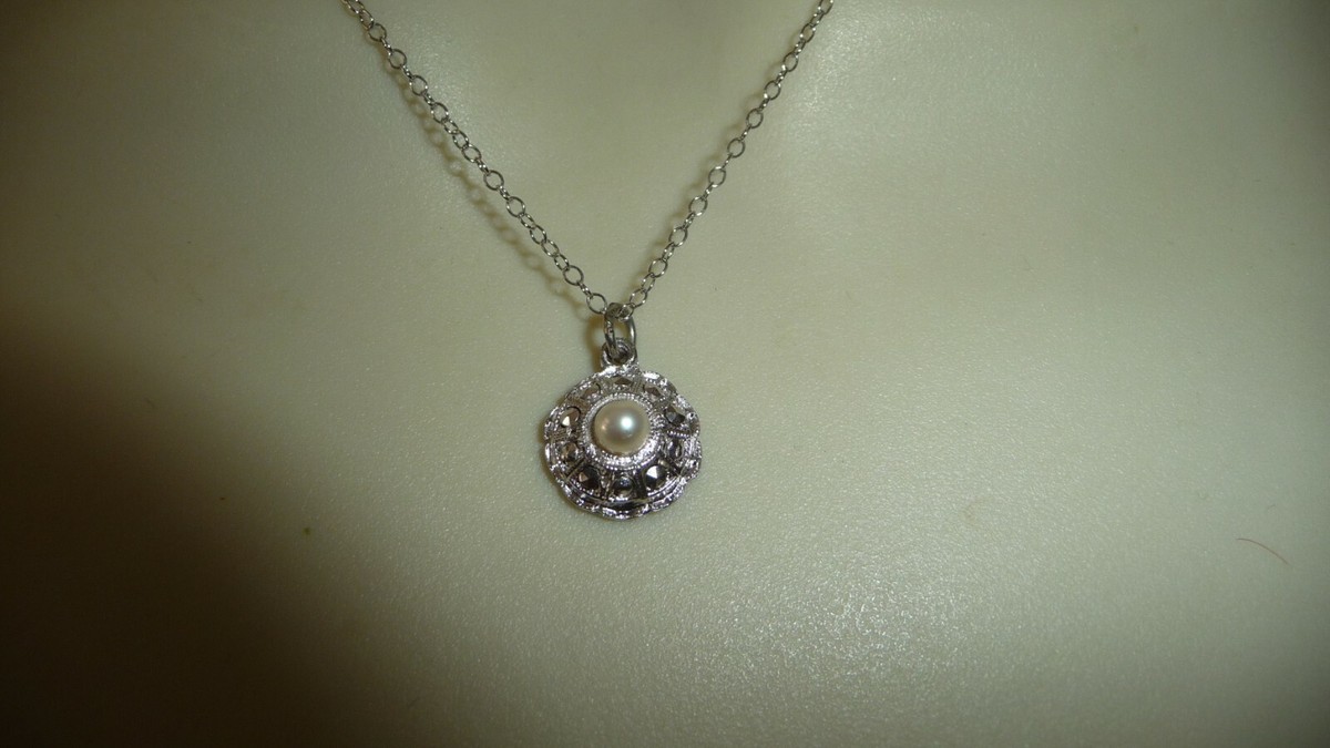 53XZ vtg costume NECKLACE STERLING CHAIN w SILVER TONE