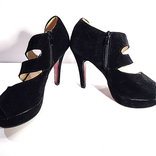 Dixuanni Shoe Blk Velvet 5" Heels Sz US 8.5 EU 39 Preowned Looks New Gently Worn - Picture 6 of 9
