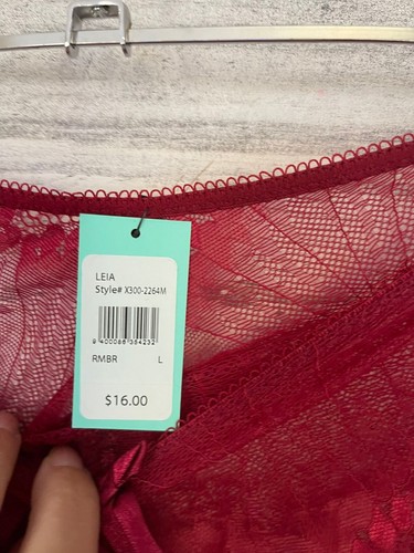 Frederick Hollywood Bra & Underwear Womens Large 36B Maroon Padded Megan Fox New - Picture 5 of 7