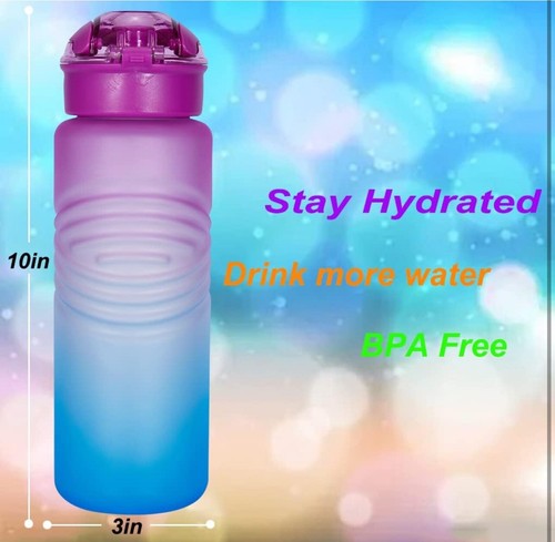 32 oz Sports Motivational Drinking Water Bottle with Time Marker BPA Free 2 Pack - Picture 3 of 10