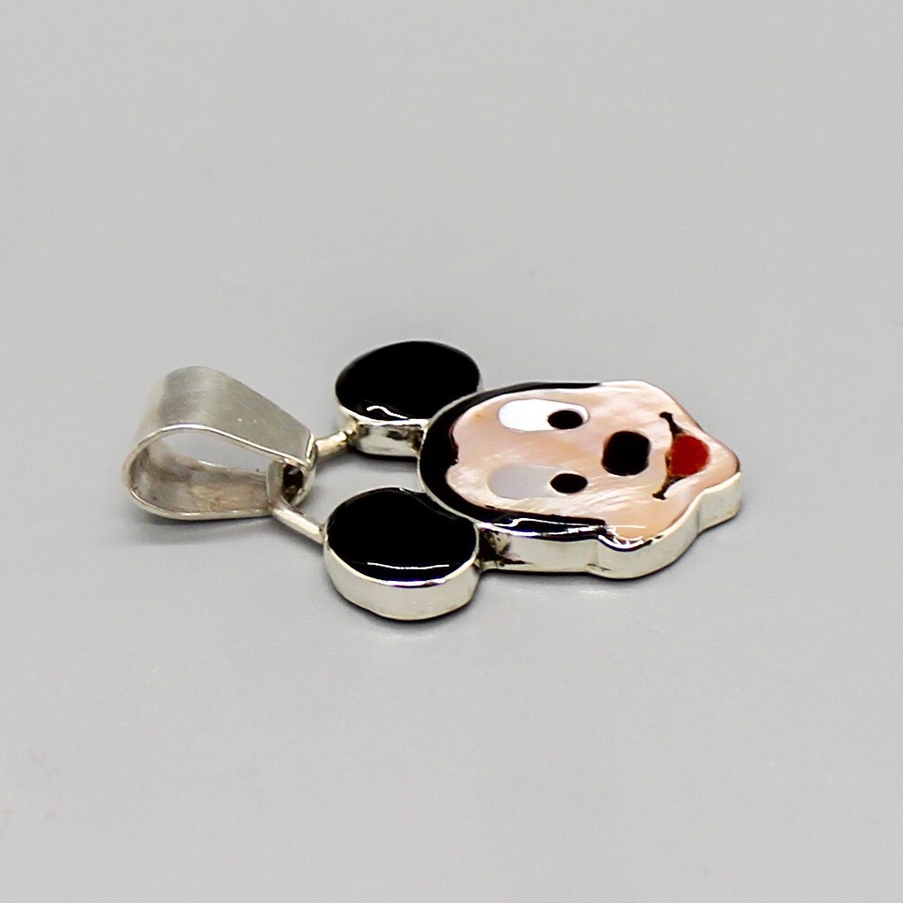 アクセサリー Mickey Mouse/Vintage Silver Coin PD ZUNI-STERLING SILVER & INLAY MICKEY MOUSE PENDANT by DON