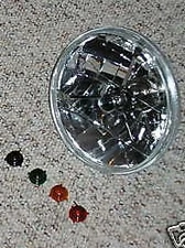 7" Tri Bar Street Hot Rat Rod Headlight Interchangeable Colored Dots black red