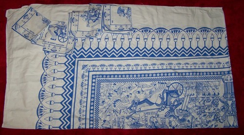 Vintage Egypt Revival Art Cotton 102x88 Rectangular Tablecloth & 6 Napkins Set - Picture 5 of 5