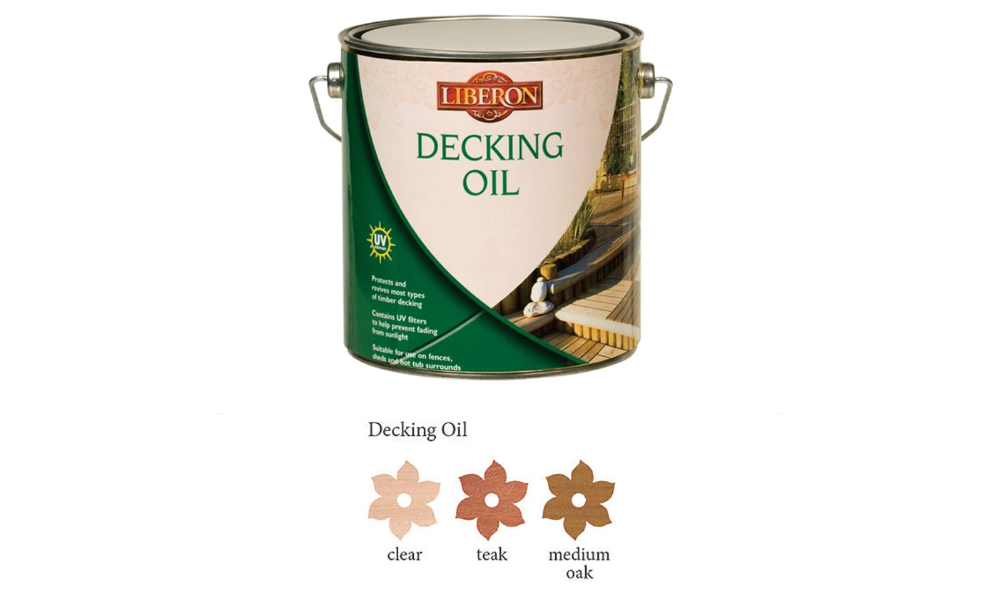 Sprayable Decking Oil Liberon Available in Clear, Medium Oak and Teak