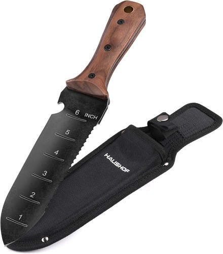 HAUSHOF Hori Hori Garden Knife Weeding & Digging Tools Full-Tang w/Oxford Sheath - Picture 2 of 23