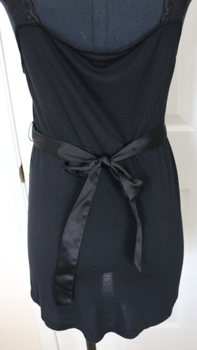 Women's Junior's Camisole Tank Top Black Lace Straps Belt Pleats Size L Merona - Picture 15 of 18