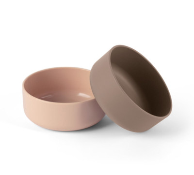 Dantoy Tiny Bioplastic Schale Schüssel Set 2-tlg Ø 11 cm Nude & Dunkelgrau 6212