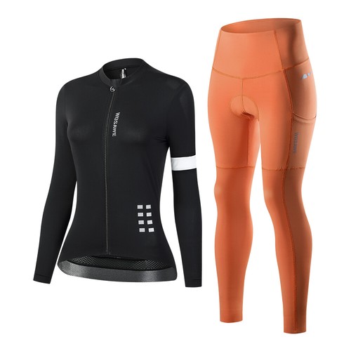 WOSAWE Mujer Ciclismo Transpirable Manga Larga Jersey Bicicleta de Carretera 3D Acolchado Medias - Imagen 17 de 21